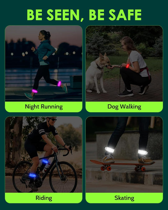High Visibility Running Gear for Night Safety, 5 Colors & 3 Modes Light Up Wristbands for Night Walking