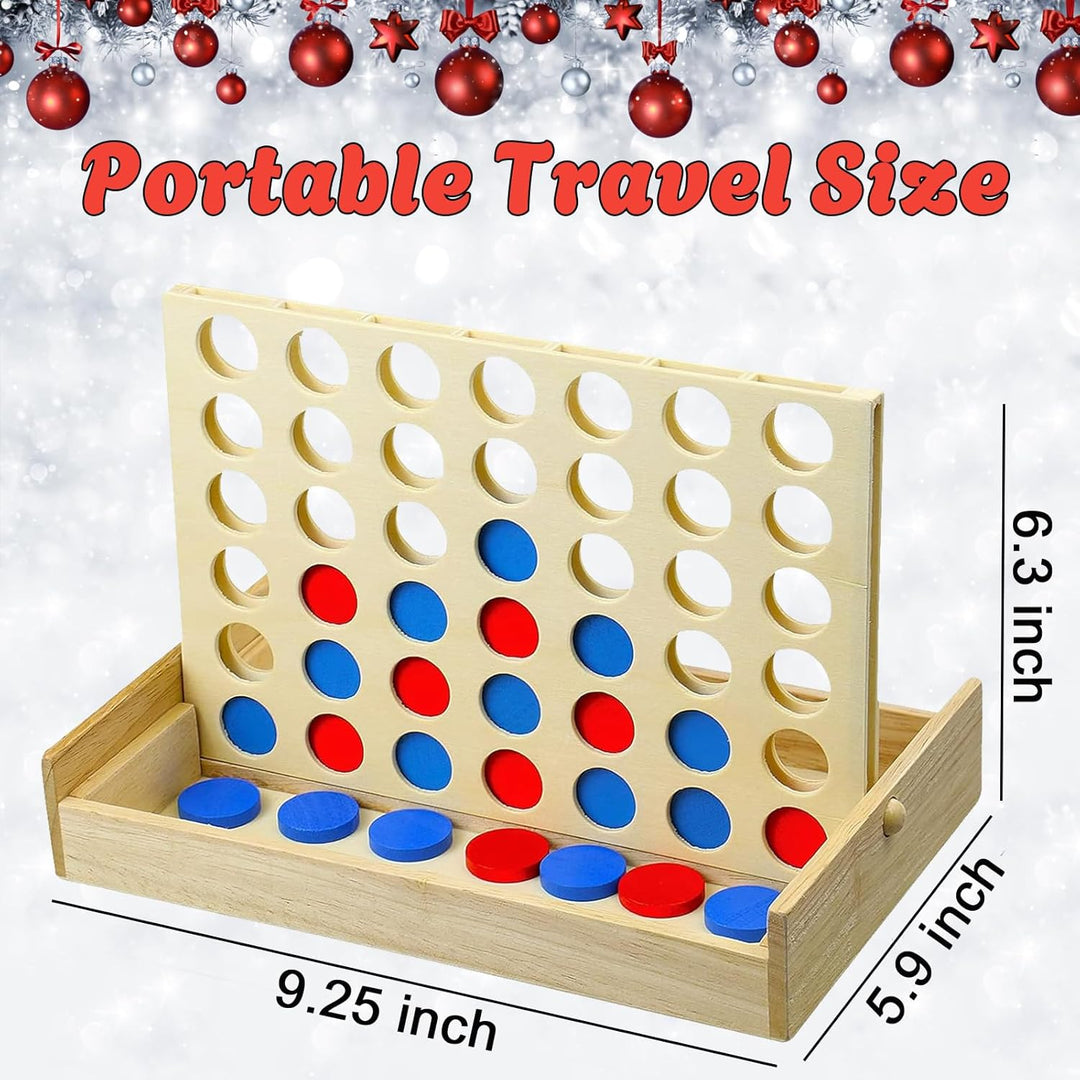 Foldable Line up 4 Game, Classic Strategy Family Fun Toy, Wood Connect Game for Kids and Adults (MOQ 10 Sets)