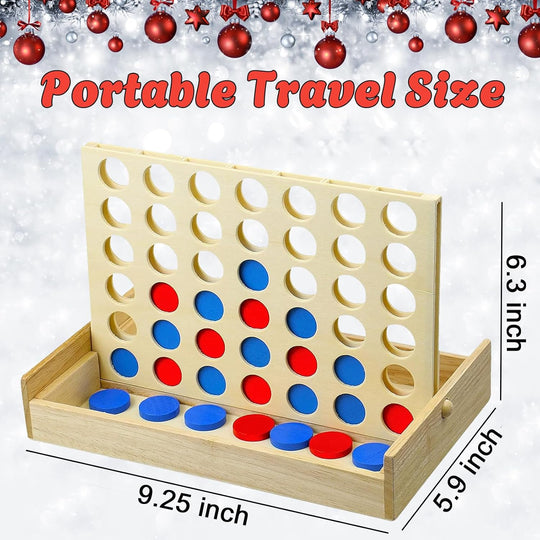 Foldable Line up 4 Game, Classic Strategy Family Fun Toy, Wood Connect Game for Kids and Adults (MOQ 10 Sets)