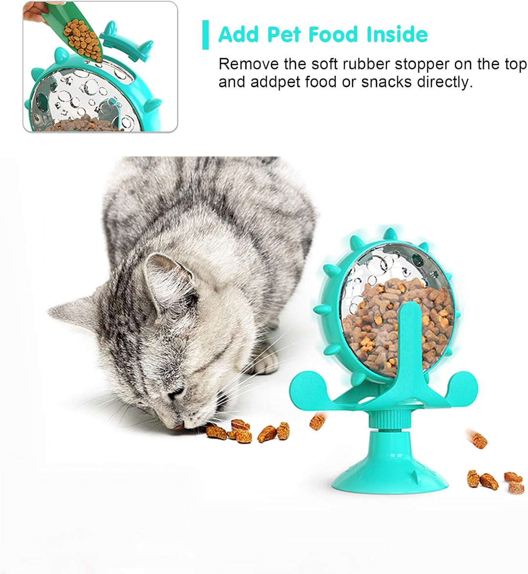 Cat Interactive Feeder Pet Food Toys Feeder 360° Degree Rotating Food Leakage Device (MOQ 10 Sets)