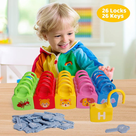 Educational Letter Combination-with 26 Locks, 26 Keys Montessori Preschool Alphabet Learning Game (MOQ 10 Sets)