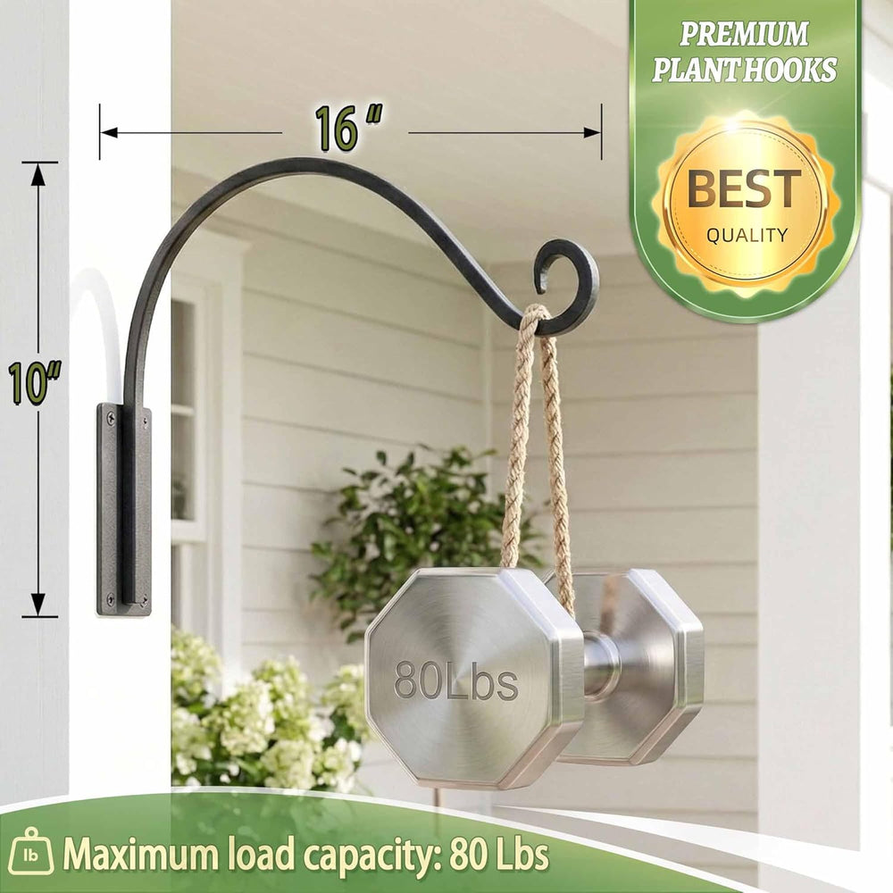 Outdoor Hanging Plant Bracket – Hand-Forged Iron Bird Feeder Hook, Weather-Resistant & Heavy Duty