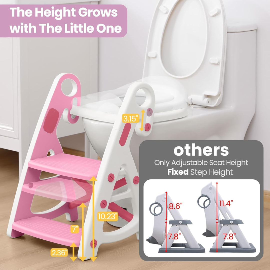 Potty Training Seat Toddler Step Stool Ultimate Stability Toilet Seat Adjustable Step Height Potty Seats (MOQ 10 Sets)