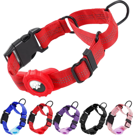 Dog Collar with AirTag Holder, Reflective Nylon, Quick Release Buckle (MOQ 10 Sets)