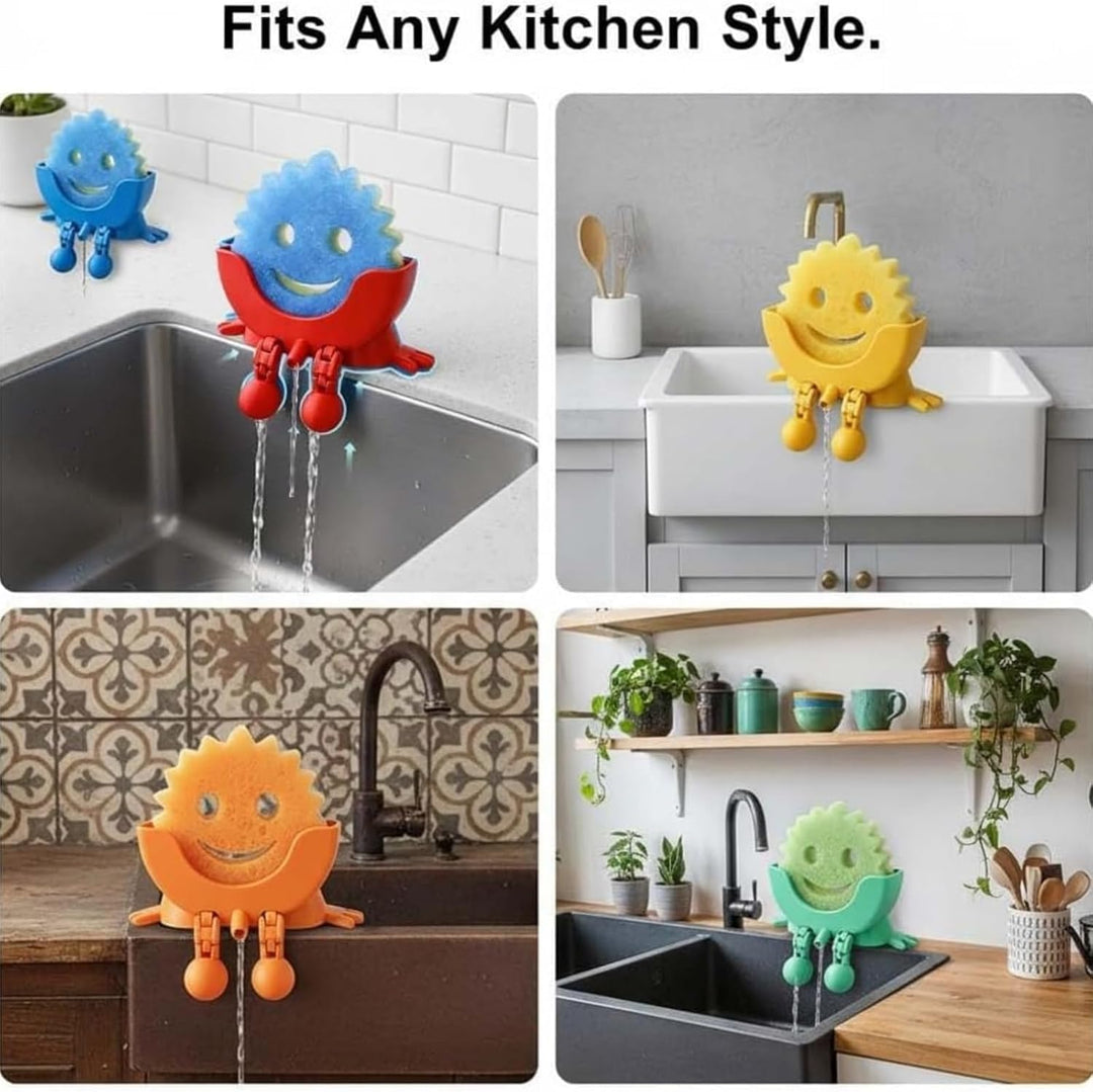 Hanging Sponge Holder with Drainage for Kitchen Sink – Compatible with Scrub Daddy, Self-Draining Sponge Caddy (MOQ 10 Sets)