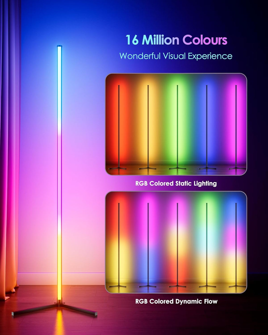 Dynamic Light Effects and Music Sync - App and Remote Control LED Lamp
