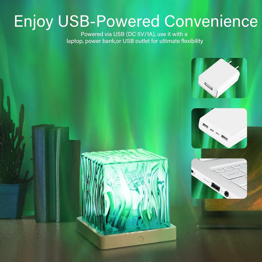 Cube Light Gradual Rotating Flame Wave Effect Colorful Lamp