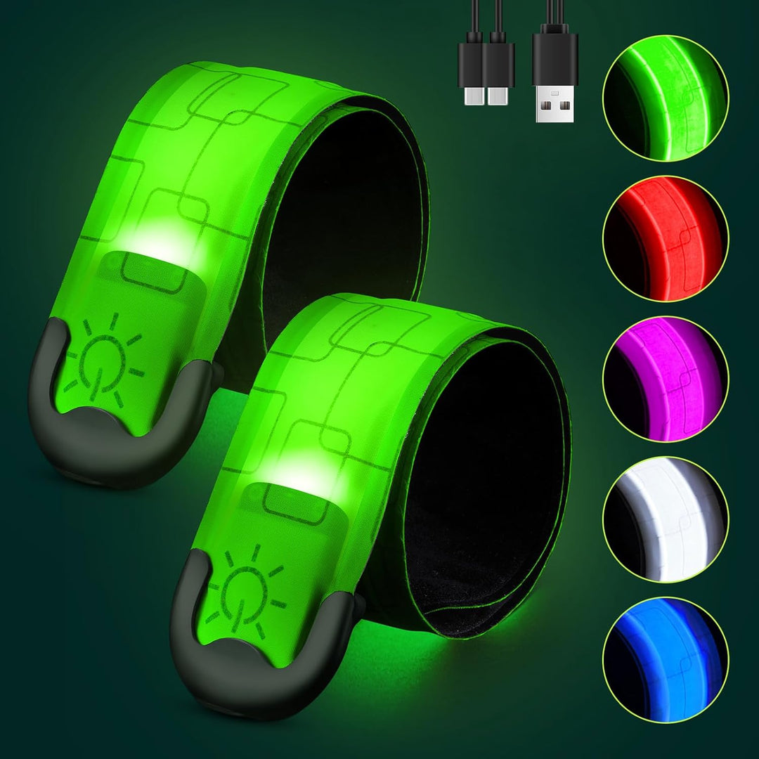 High Visibility Running Gear for Night Safety, 5 Colors & 3 Modes Light Up Wristbands for Night Walking
