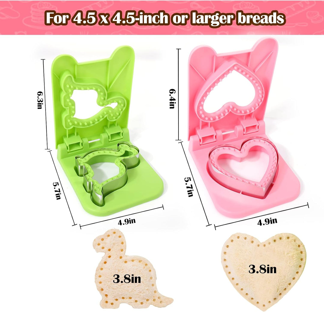 Sandwich Cutter & Sealer Set — Heart & Dino Bread Mold (MOQ 10 sets)