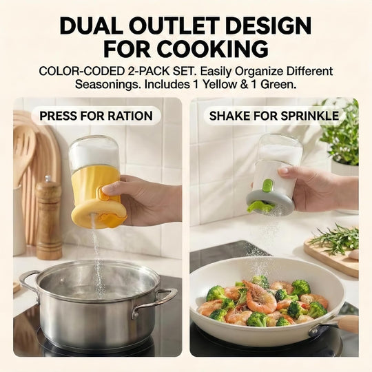 VIGOR Cute Glass Salt & Pepper Shakers, Push Button Set