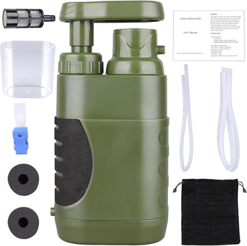 Portable Hand Pump Water Filter,100000Gallons Camping Water Filter Survival