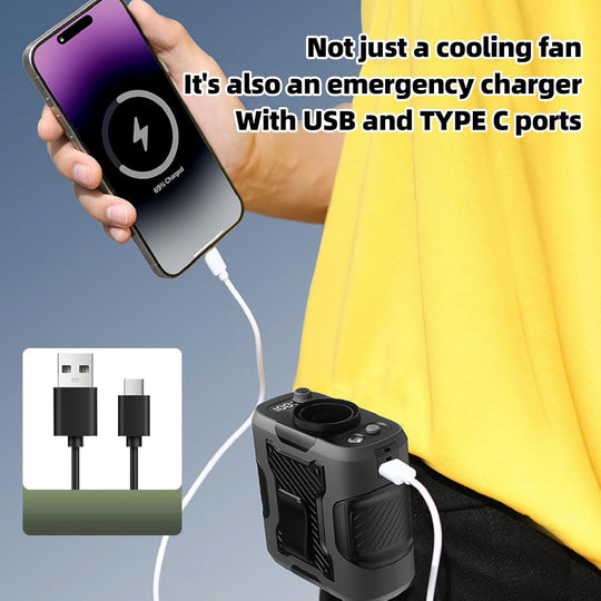 Camping Rechargeable Electric Waist Camp Cooling Fans with Flashlight