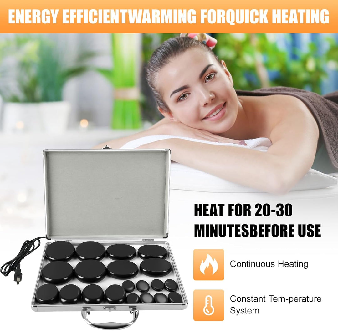 Basalt Hot Rocks Massage 20 pcs Stone, Professional Massage Tools (MOQ 10 Ses)