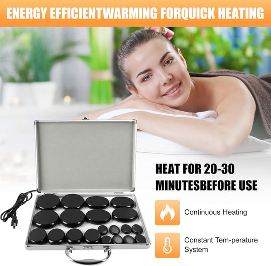 Basalt Hot Rocks Massage 20 pcs Stone, Professional Massage Tools (MOQ 10 Ses)
