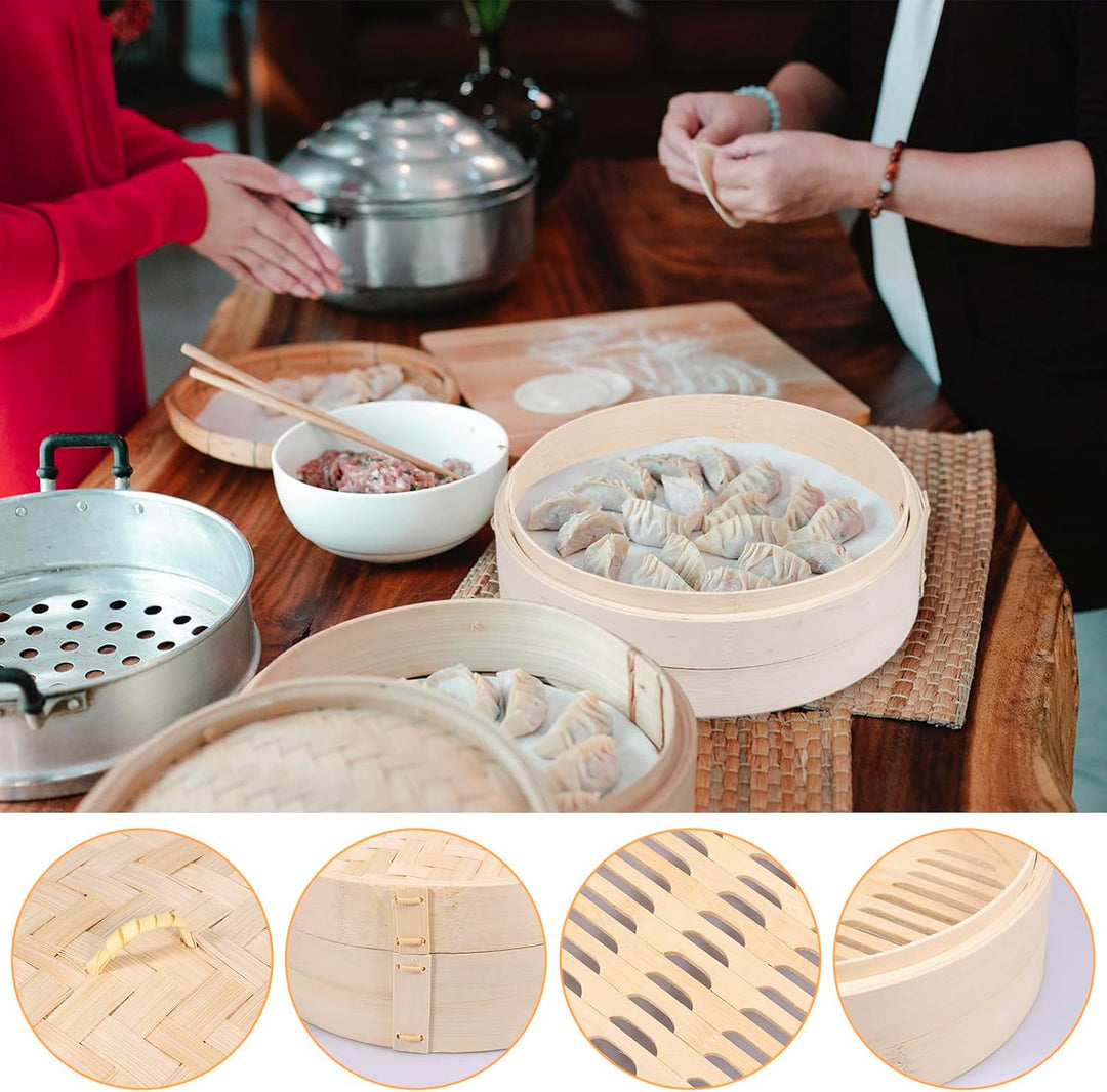 Lightweight Food Steamer Baskets Eco-Friendly Bamboo Steamer for Steaming (MOQ 10 Sets)