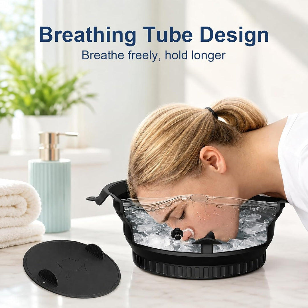 Ice Face Bath Bowl – Cold Plunge Facial Tub with Breathing Tube, Built-In Ice Tray &amp; Odor-Remove Lid