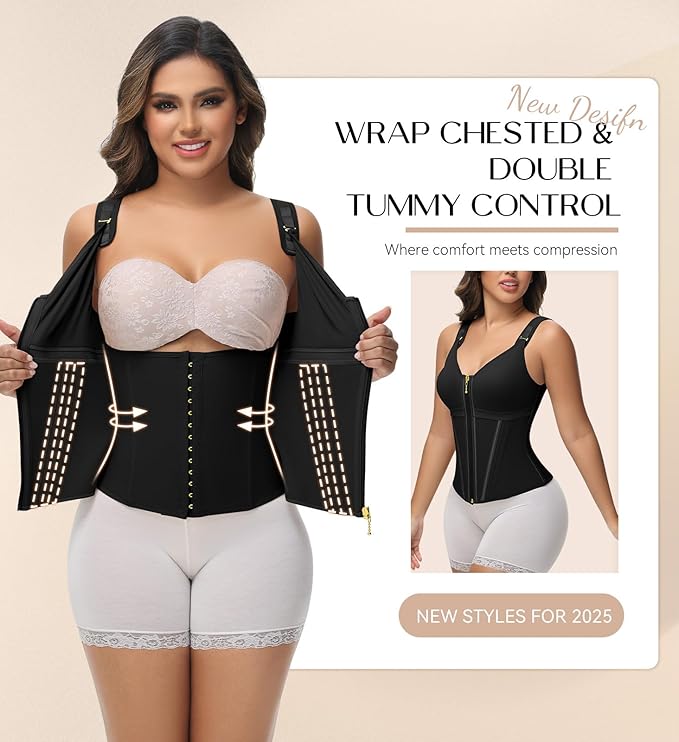 Womens Waist Trainer Corset Zipper Vest Slimming Body Shaper Cincher (MOQ 10 Sets)