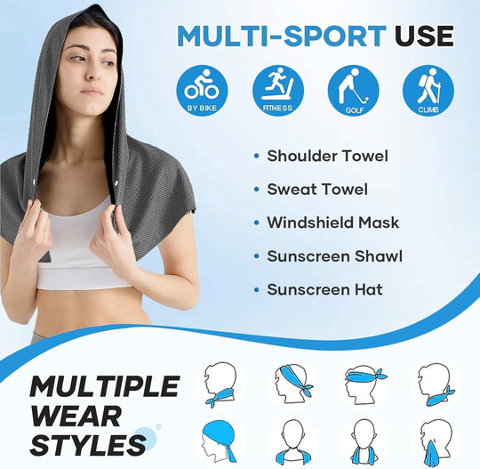 Magic Neck and Face Ice Towel Microfiber Cold Guard Towel Cooling Hoodie Towel for Outdoor (MOQ 10 Sets)