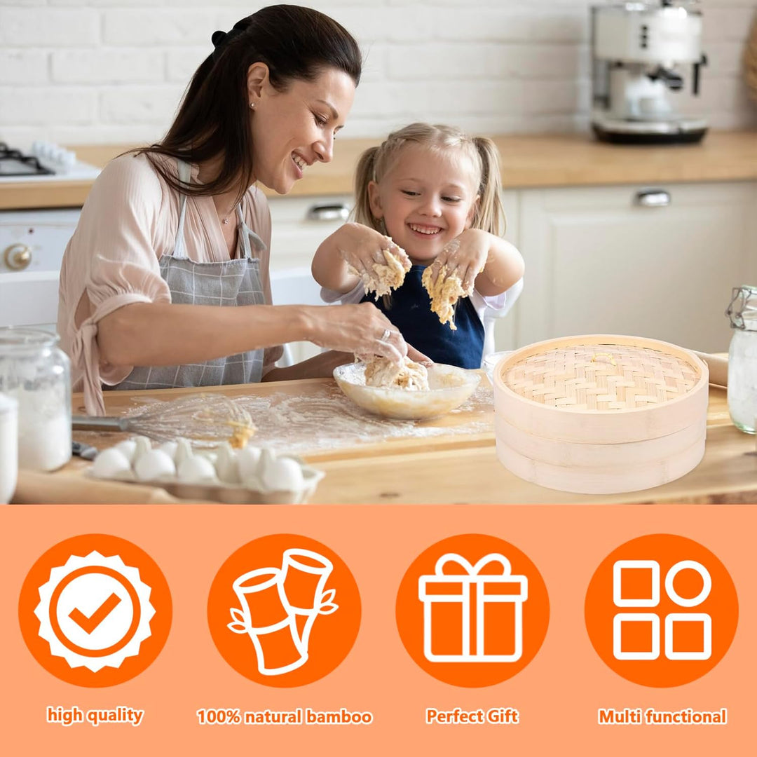 Lightweight Food Steamer Baskets Eco-Friendly Bamboo Steamer for Steaming (MOQ 10 Sets)