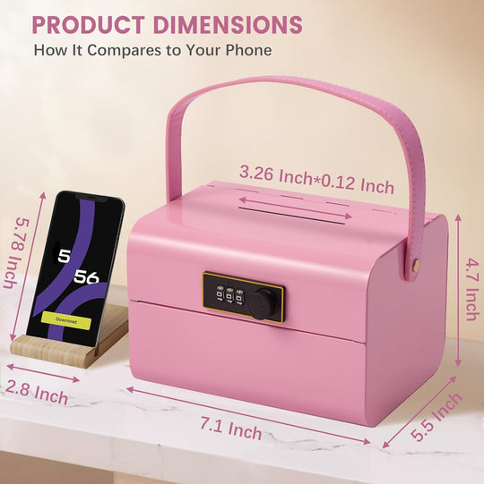Money Safe and Cash Lock Box for Kids, Small Metal Security Safe (MOQ 10 Sets)