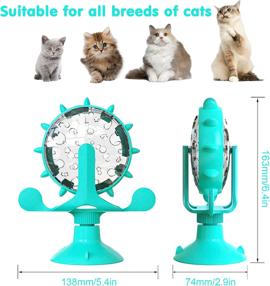 Cat Interactive Feeder Pet Food Toys Feeder 360° Degree Rotating Food Leakage Device (MOQ 10 Sets)