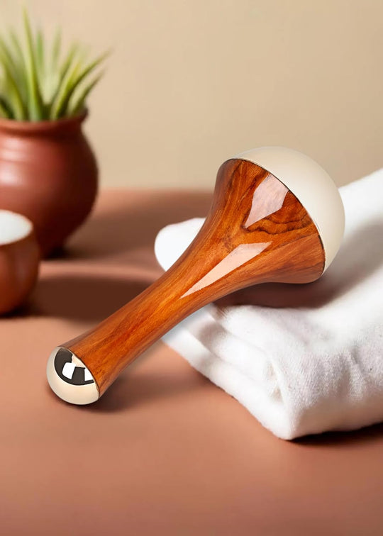 Ayurvedic Kansa Wand Face, Foot & Body Massager – 2-in-1 Bronze Massage Tool