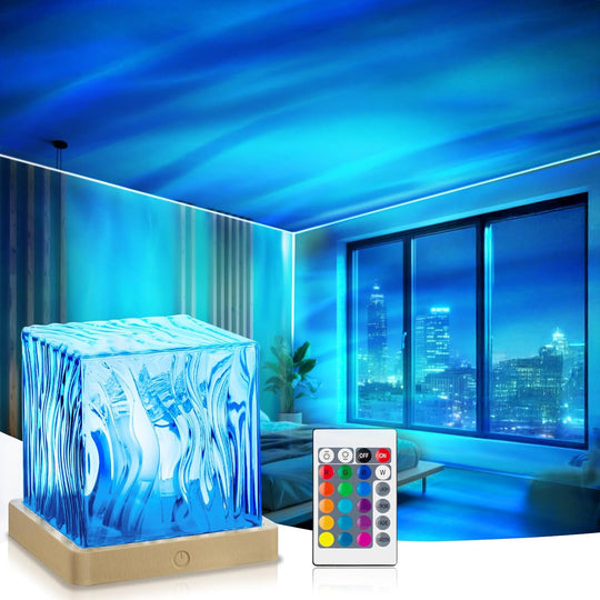 Cube Light Gradual Rotating Flame Wave Effect Colorful Lamp