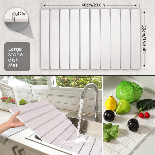 Super Absorbent Diatomite Drying Stone — Fast-Dry Eco Mat for Dishes, Counters & Bathroom Sink