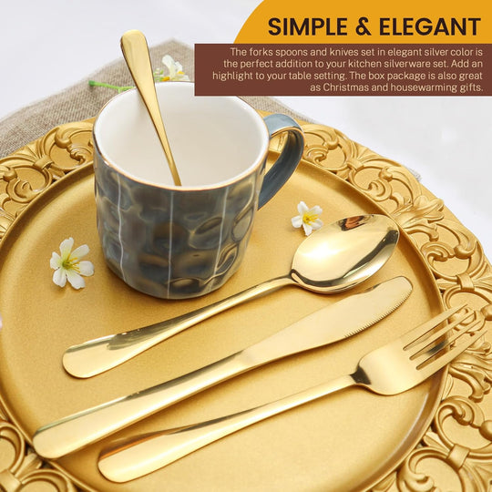 Kitchen Utensils Knife Fork Spoon Cutlery 24 Pcs Set With Storage Rack