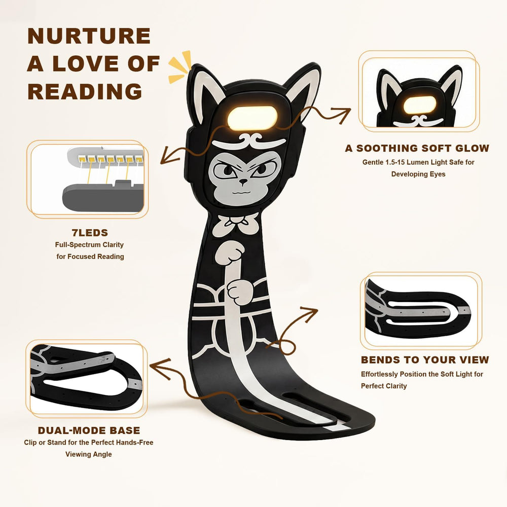 LED Bookmark Reading Light, USB Rechargeable Flexible Animal Night Lamp – Mini Clip Book Light