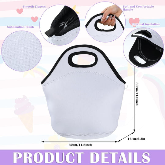 Sublimation DIY Blanks Neoprene Lunch Bag Insulated Soft Box Reusable Lightweight Lunch Bag Case Thermal Food Carry Case