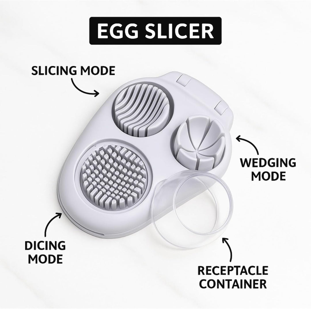 3-in-1 Egg Slicer with Stainless Steel Wires