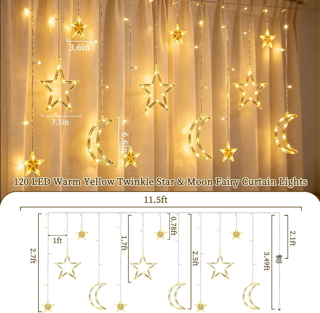 ✨ VIGOR Moon & Star LED Curtain Lights – Enchanting Fairy String Lights