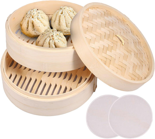 Lightweight Food Steamer Baskets Eco-Friendly Bamboo Steamer for Steaming (MOQ 10 Sets)