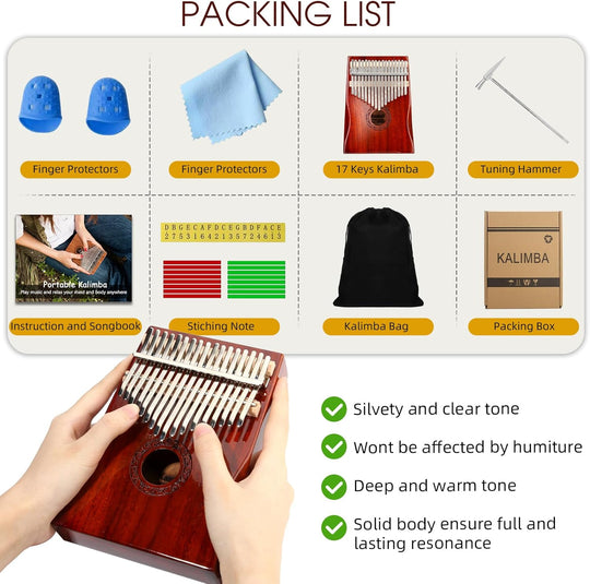Kalimba Thumb Piano Okoume Wood Finger Piano Accurate Tuning