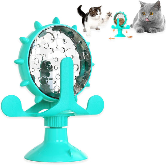 Cat Interactive Feeder Pet Food Toys Feeder 360° Degree Rotating Food Leakage Device (MOQ 10 Sets)