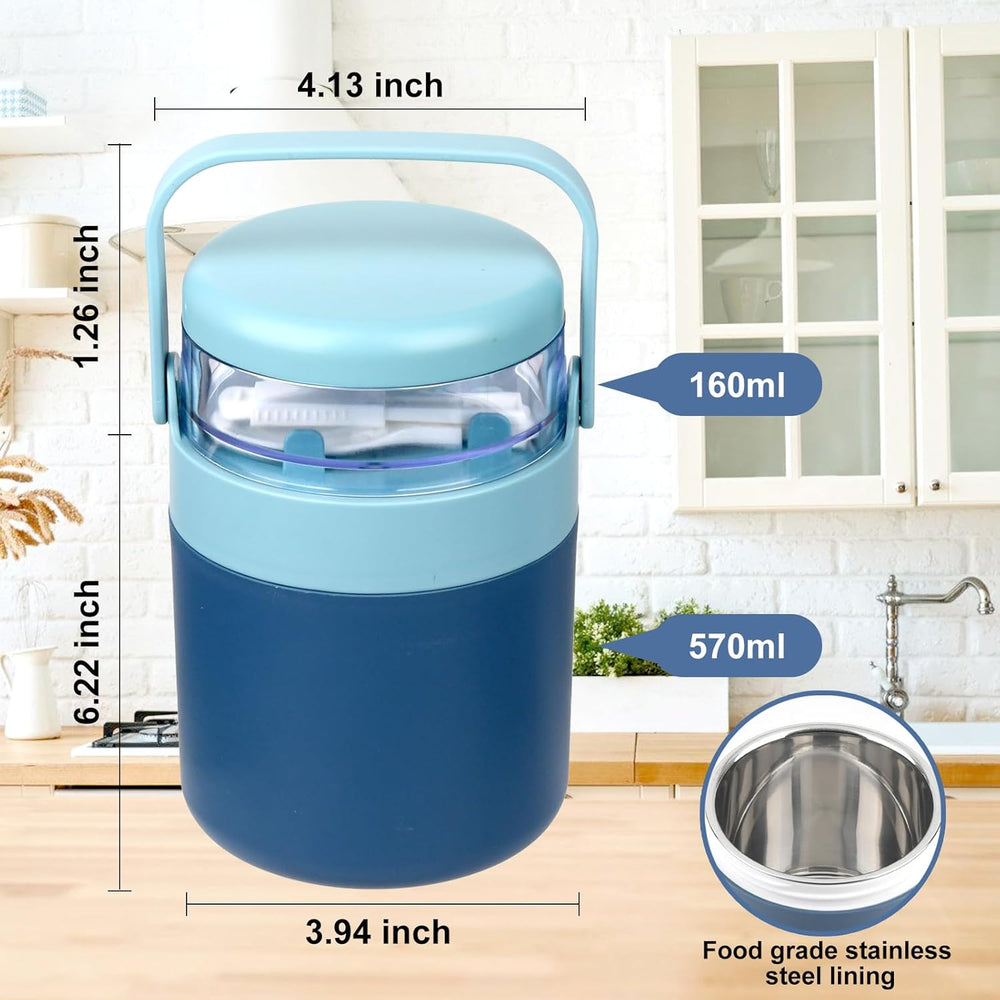 Stainless Steel Yogurt Cup with Handle Lid with Plastic Spoon Take and Go Yogurt Cup with Topping Cereal Cup (MOQ 10 Sets)