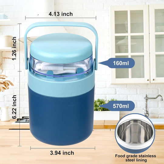 Stainless Steel Yogurt Cup with Handle Lid with Plastic Spoon Take and Go Yogurt Cup with Topping Cereal Cup (MOQ 10 Sets)