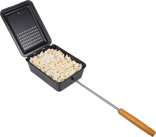 Popcorn Maker with Non-Stick Surface and Extended Handle for Campfires