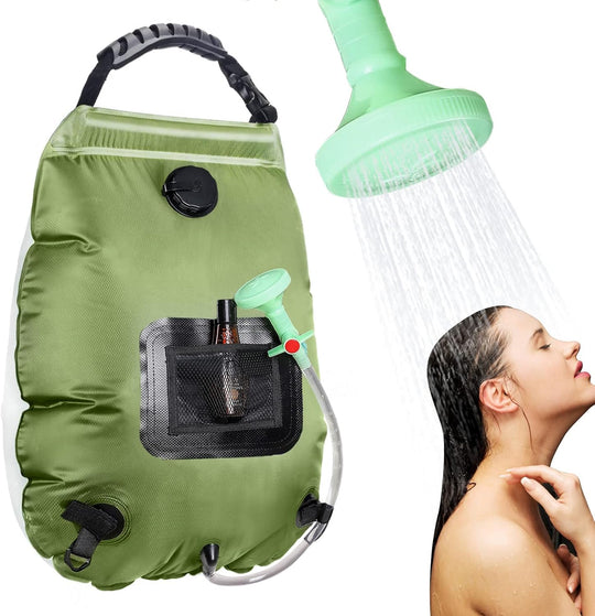 Solar Portable Shower Bag, 5 Gal/20L Solar Heating Camping Shower Bag with Removable Hose&On-Off Switchable Shower Head