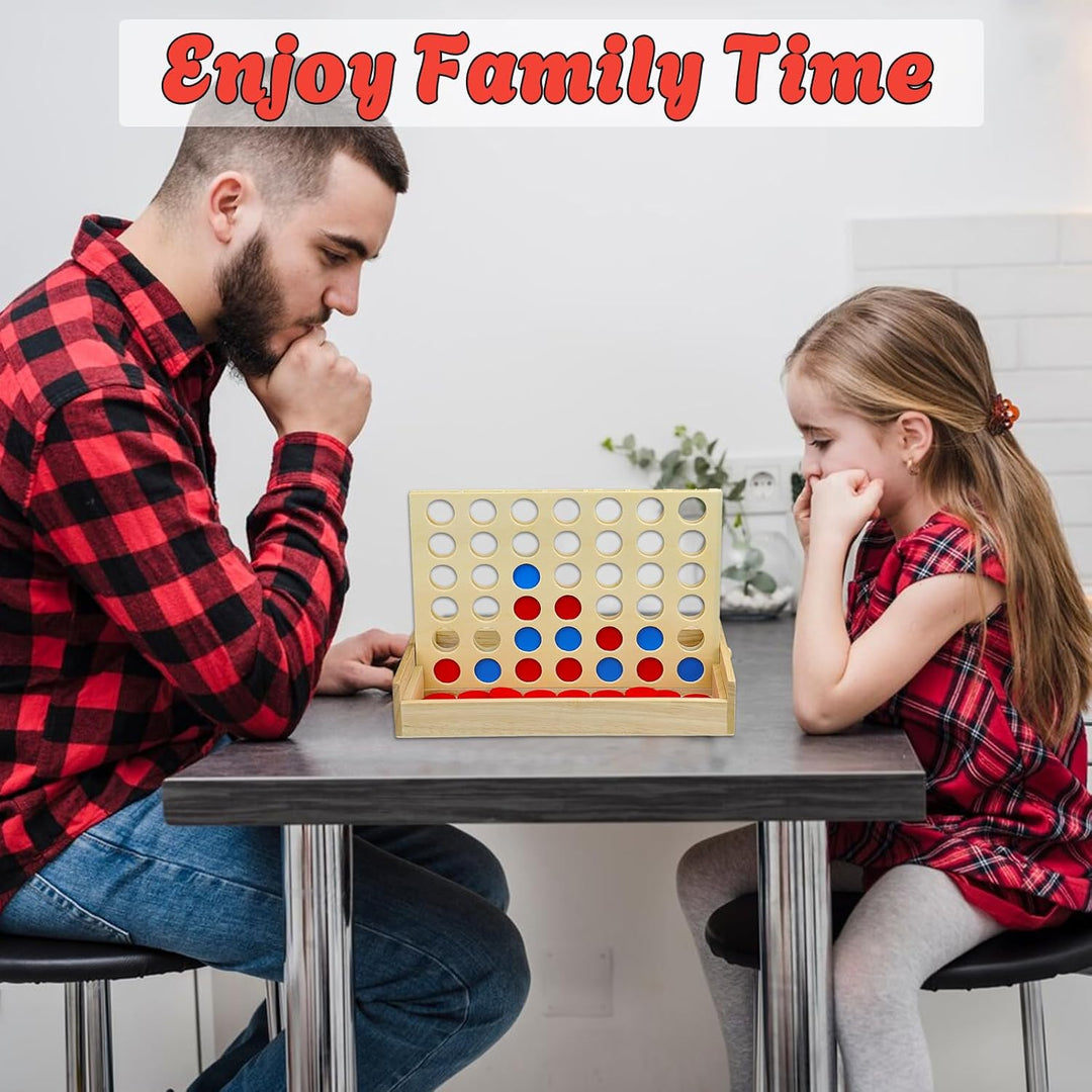 Foldable Line up 4 Game, Classic Strategy Family Fun Toy, Wood Connect Game for Kids and Adults (MOQ 10 Sets)