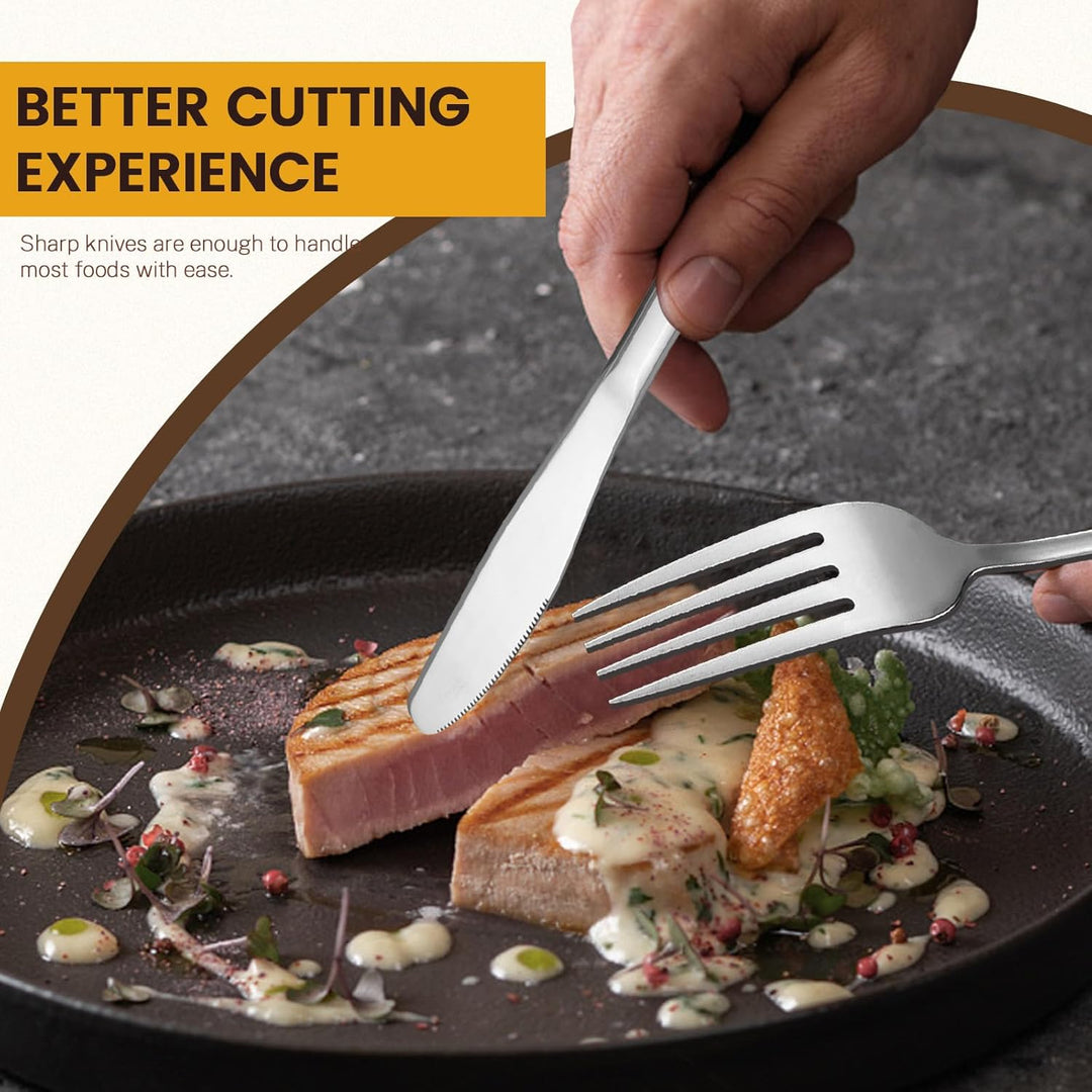 Kitchen Utensils Knife Fork Spoon Cutlery 24 Pcs Set With Storage Rack