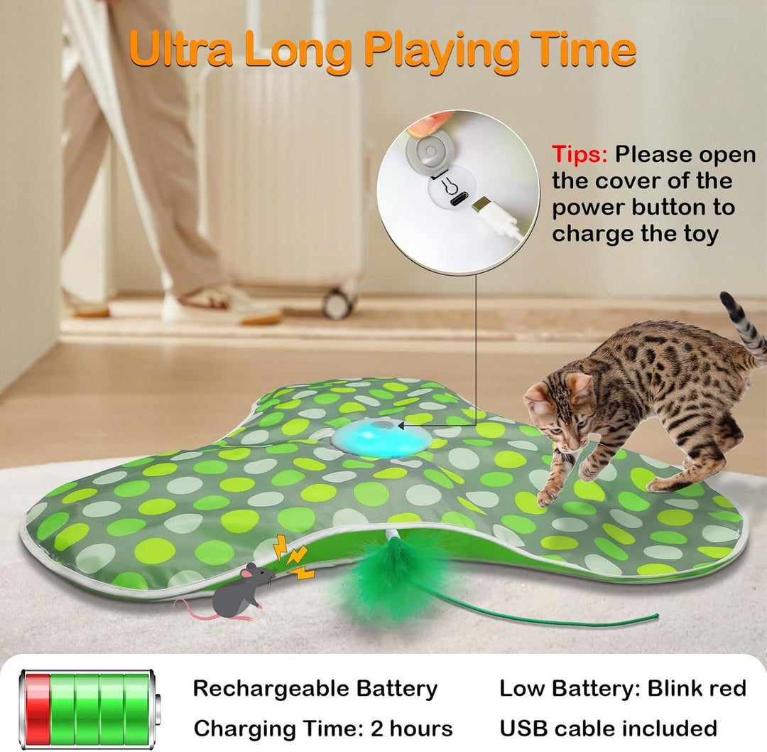 Motion Activated Moving Feather USB Rechargeable Interactive Cat Toy Automatic Cat Toys for Indoor Cats(MOQ 10 Sets)