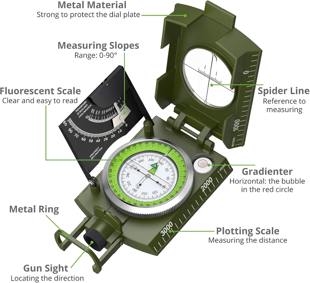 Waterproof Multipurpose Survival Camping Hiking Compass Geological Digital Compass Camping Equipment