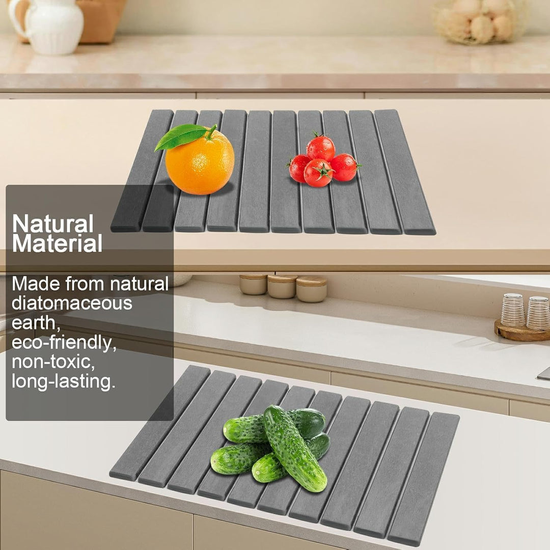 Super Absorbent Diatomite Drying Stone — Fast-Dry Eco Mat for Dishes, Counters & Bathroom Sink