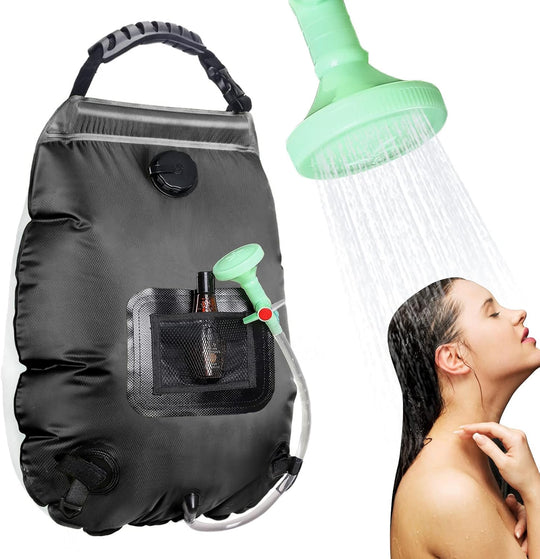 Solar Portable Shower Bag, 5 Gal/20L Solar Heating Camping Shower Bag with Removable Hose&On-Off Switchable Shower Head