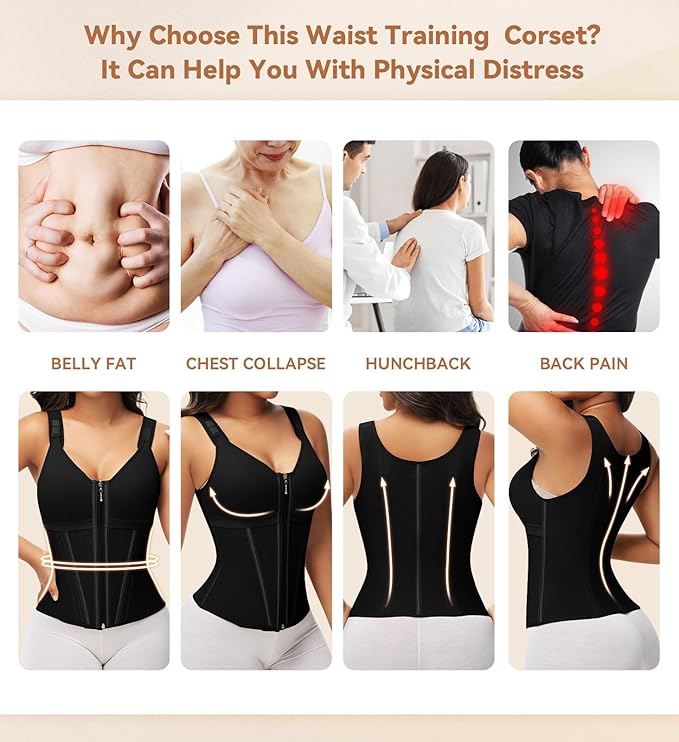 Womens Waist Trainer Corset Zipper Vest Slimming Body Shaper Cincher (MOQ 10 Sets)