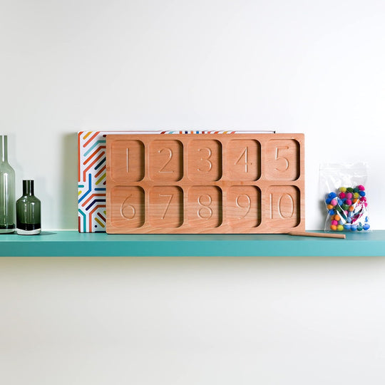 Wooden Number Tracking Board, Children's Math Bead Counting (MOQ 10 Sets)