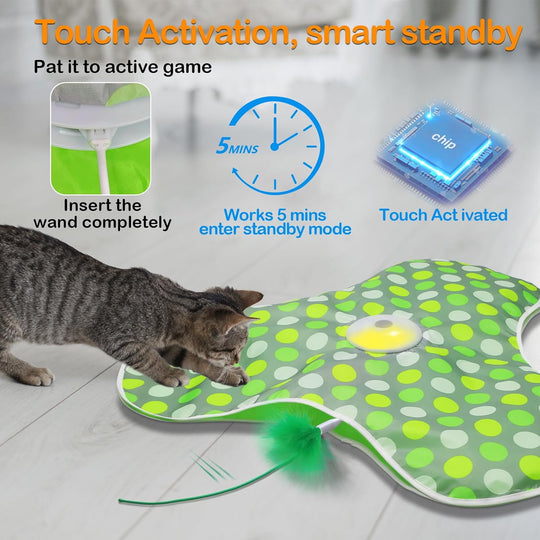 Motion Activated Moving Feather USB Rechargeable Interactive Cat Toy Automatic Cat Toys for Indoor Cats(MOQ 10 Sets)