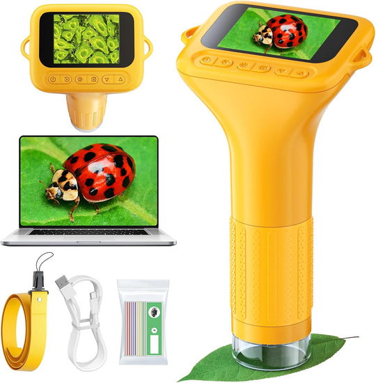 Microscope for Kids with 12 Slides, 100X-1000X 1080P Digital Handheld Kids Microscope (MOQ 10 sets)